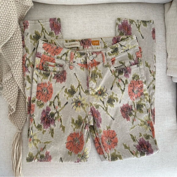 Anthropologie Pilcro Beige Floral Jeans Sz 29 - Picture 2 of 10